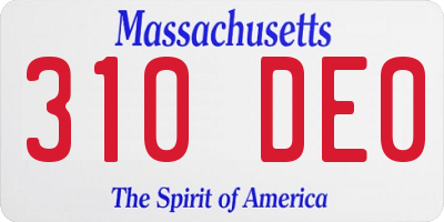 MA license plate 310DE0