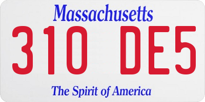 MA license plate 310DE5