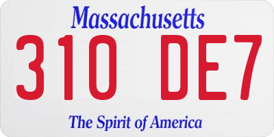 MA license plate 310DE7