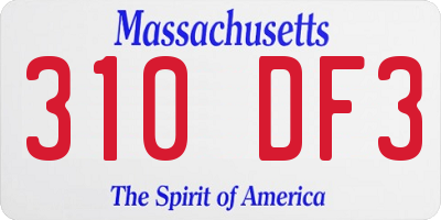 MA license plate 310DF3