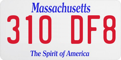 MA license plate 310DF8