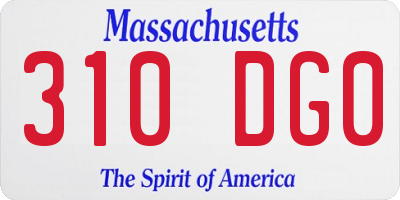 MA license plate 310DG0