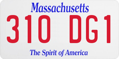 MA license plate 310DG1