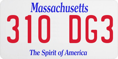 MA license plate 310DG3
