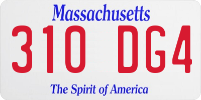 MA license plate 310DG4