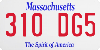 MA license plate 310DG5
