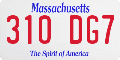 MA license plate 310DG7