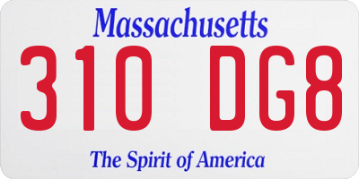 MA license plate 310DG8