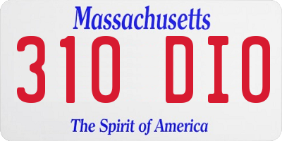 MA license plate 310DI0