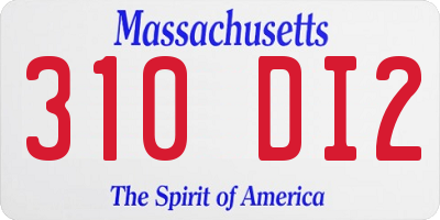 MA license plate 310DI2
