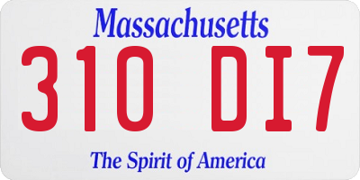 MA license plate 310DI7