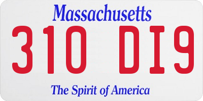 MA license plate 310DI9