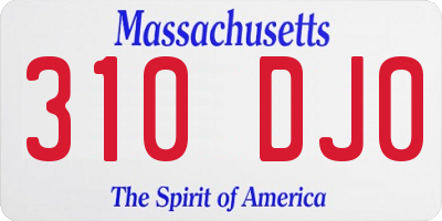 MA license plate 310DJ0