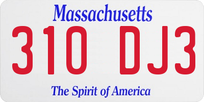 MA license plate 310DJ3