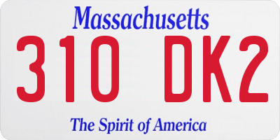 MA license plate 310DK2