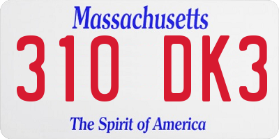 MA license plate 310DK3