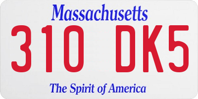MA license plate 310DK5