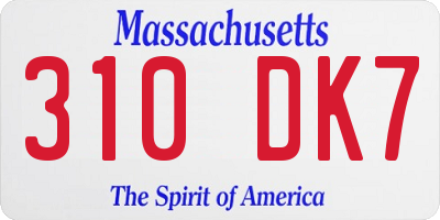 MA license plate 310DK7