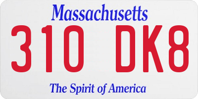 MA license plate 310DK8