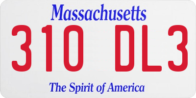 MA license plate 310DL3