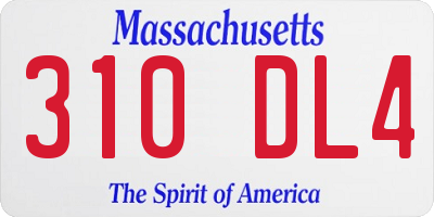 MA license plate 310DL4
