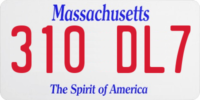 MA license plate 310DL7