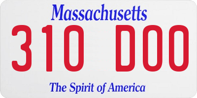 MA license plate 310DO0