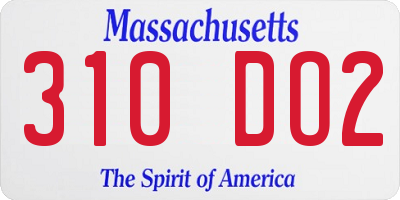 MA license plate 310DO2