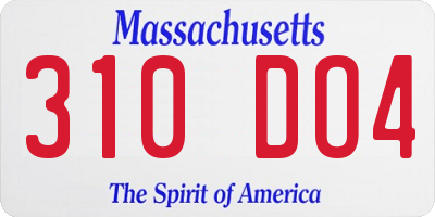 MA license plate 310DO4