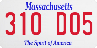 MA license plate 310DO5
