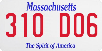 MA license plate 310DO6