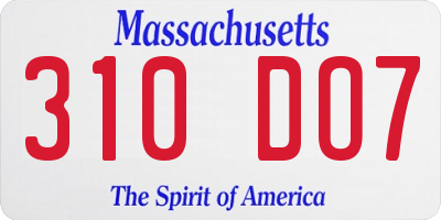 MA license plate 310DO7
