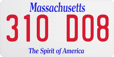 MA license plate 310DO8