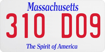MA license plate 310DO9