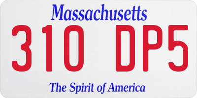 MA license plate 310DP5