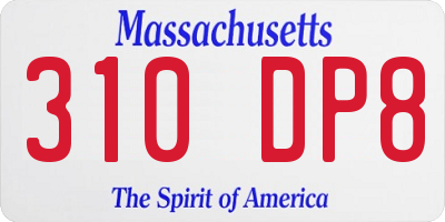MA license plate 310DP8