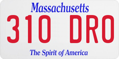 MA license plate 310DR0