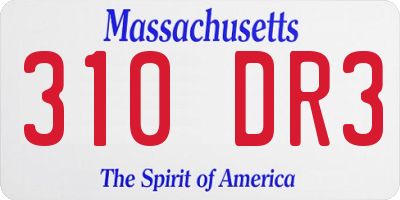 MA license plate 310DR3