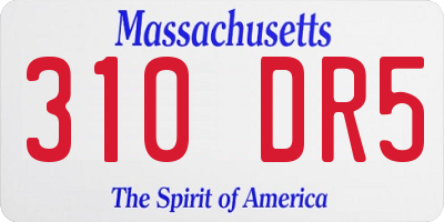 MA license plate 310DR5