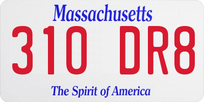 MA license plate 310DR8