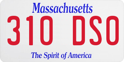 MA license plate 310DS0