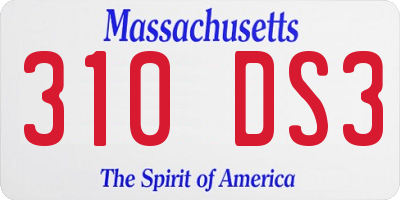 MA license plate 310DS3
