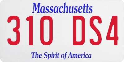 MA license plate 310DS4