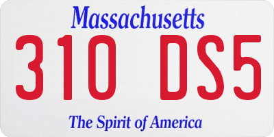 MA license plate 310DS5