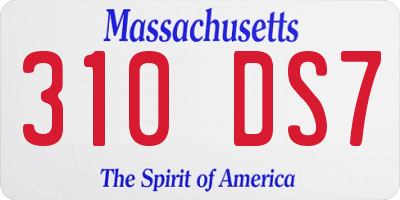 MA license plate 310DS7