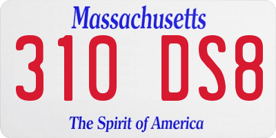 MA license plate 310DS8