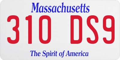 MA license plate 310DS9
