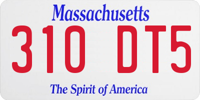 MA license plate 310DT5