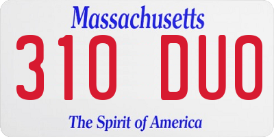 MA license plate 310DU0