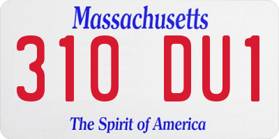MA license plate 310DU1